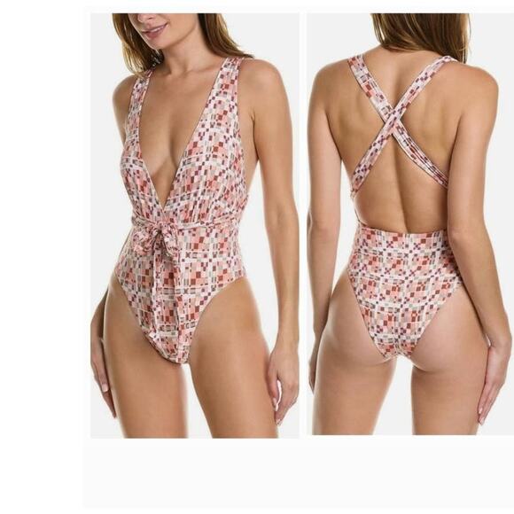 New Anthropologie x L SPACE Allegra One-piece Halter Geo Swimsuit $198 MEDIUM - Picture 3 of 12